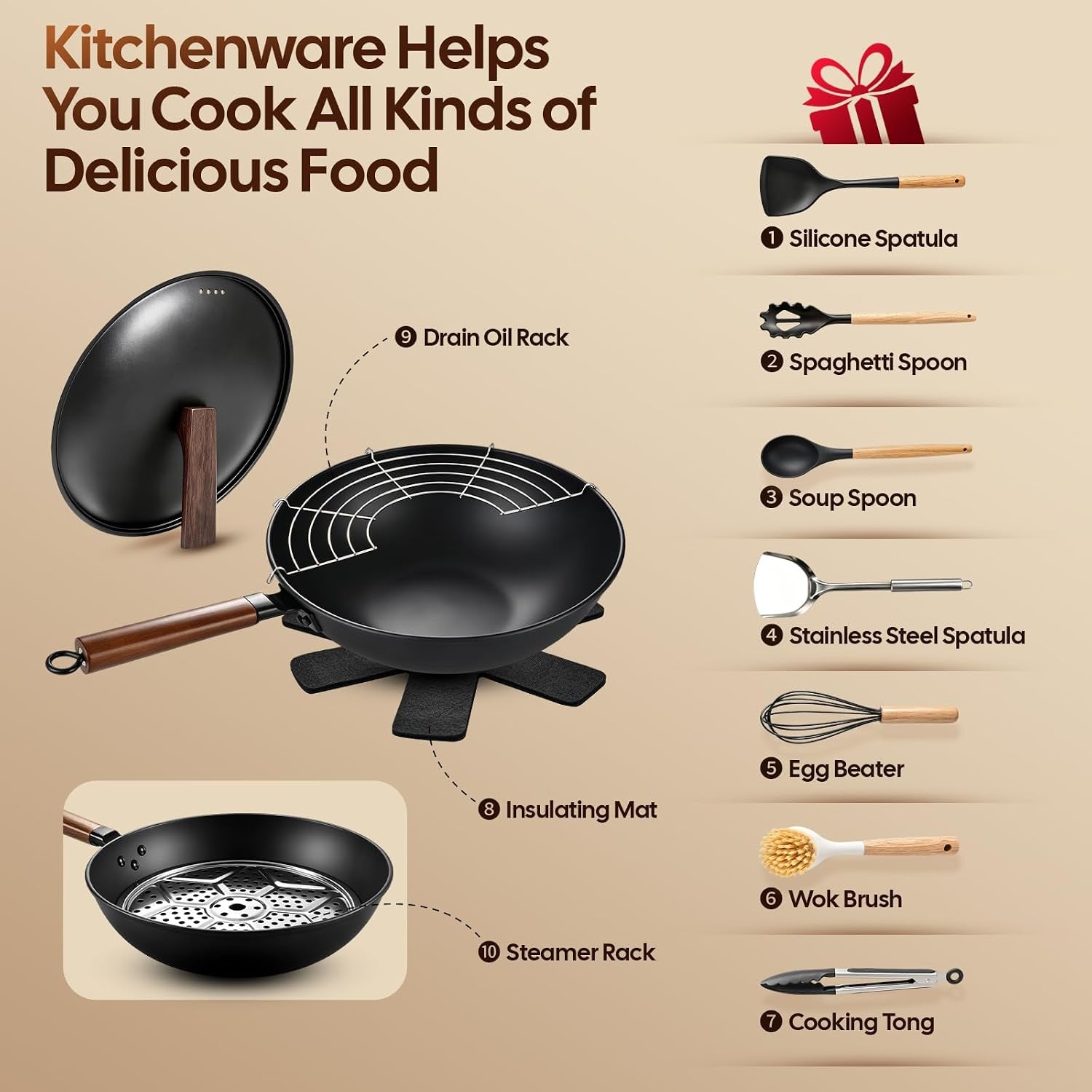 13-carbon-steel-wok-12-piece-wok-pan-stir-fry-pans-set-with-lid-no-chemical-coated-flat-bottom-chinese-wok-pan