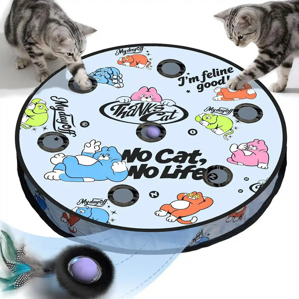 Interactive Cat Toy with Motion Activated Ball & 7-Hole Play Mat, Hide and Seek Exercise Game for Indoor Cats, Automatic Moving Cat Ball in Pouch, Rechargeable Kitten Toys (Starry Night)9