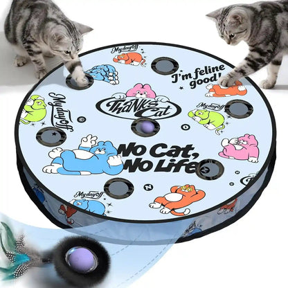 Interactive Cat Toy with Motion Activated Ball & 7-Hole Play Mat, Hide and Seek Exercise Game for Indoor Cats, Automatic Moving Cat Ball in Pouch, Rechargeable Kitten Toys (Starry Night)9
