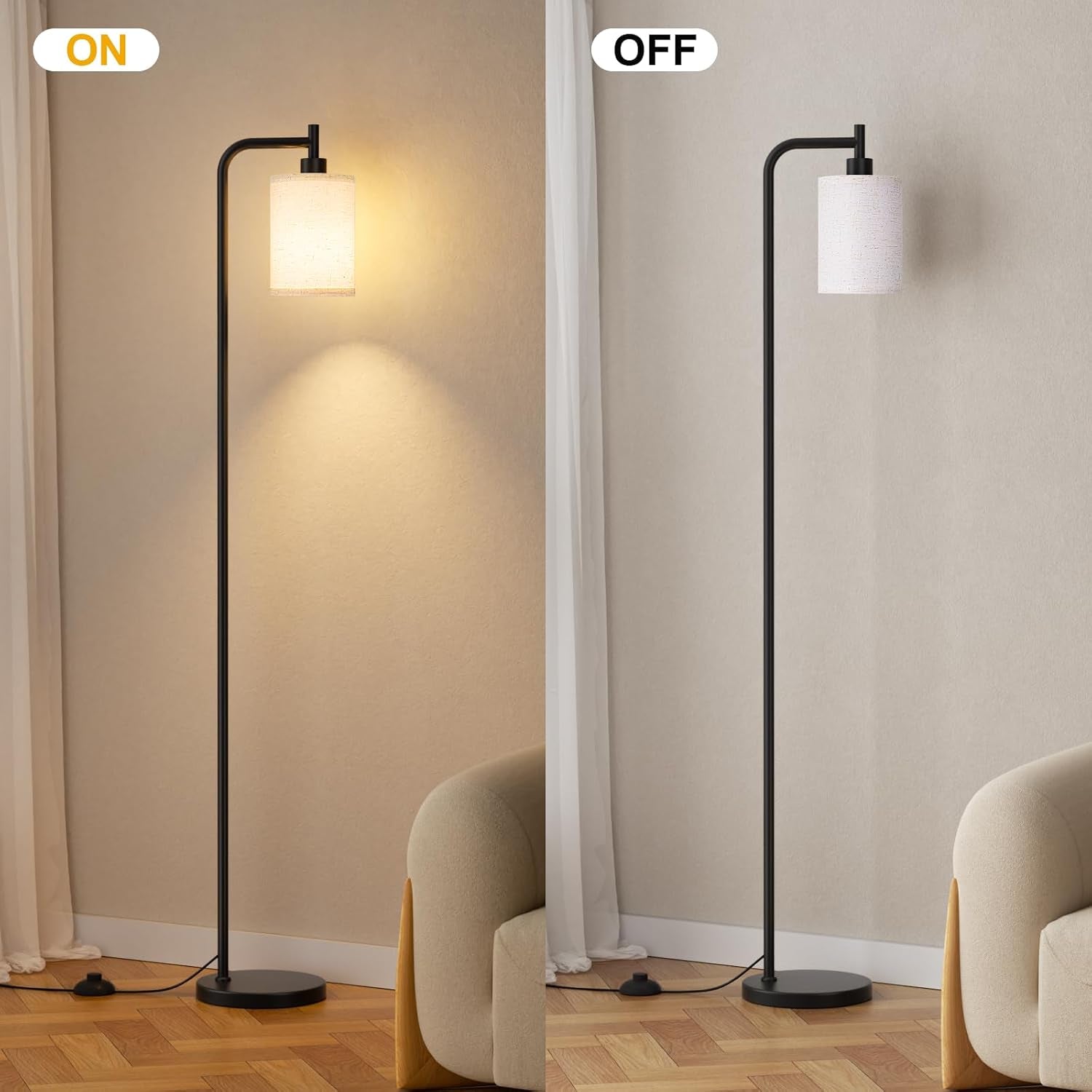 64-floor-lamp-with-remote-control-dimmable-tall-standing-lamps-for-living-room-bedroom-office-corner-9w-led-bulb-included-foot-pedal-switch-beige-shade-black-pole