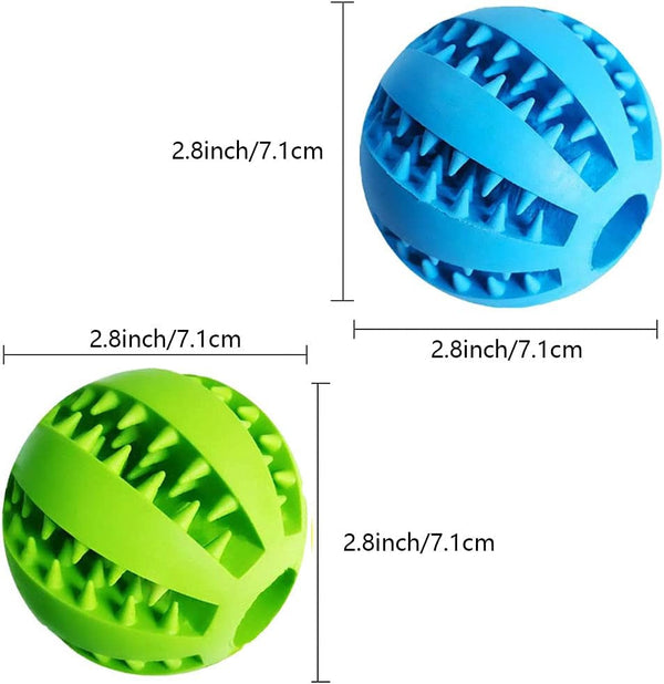 Feixun Dog Treat Toy Ball, Dog Tooth Cleaning Toy, Interactive Dog Toys(1 Green+1 Blue) 2.8" Pack of 26