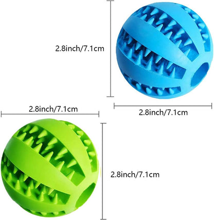 Feixun Dog Treat Toy Ball, Dog Tooth Cleaning Toy, Interactive Dog Toys(1 Green+1 Blue) 2.8" Pack of 26