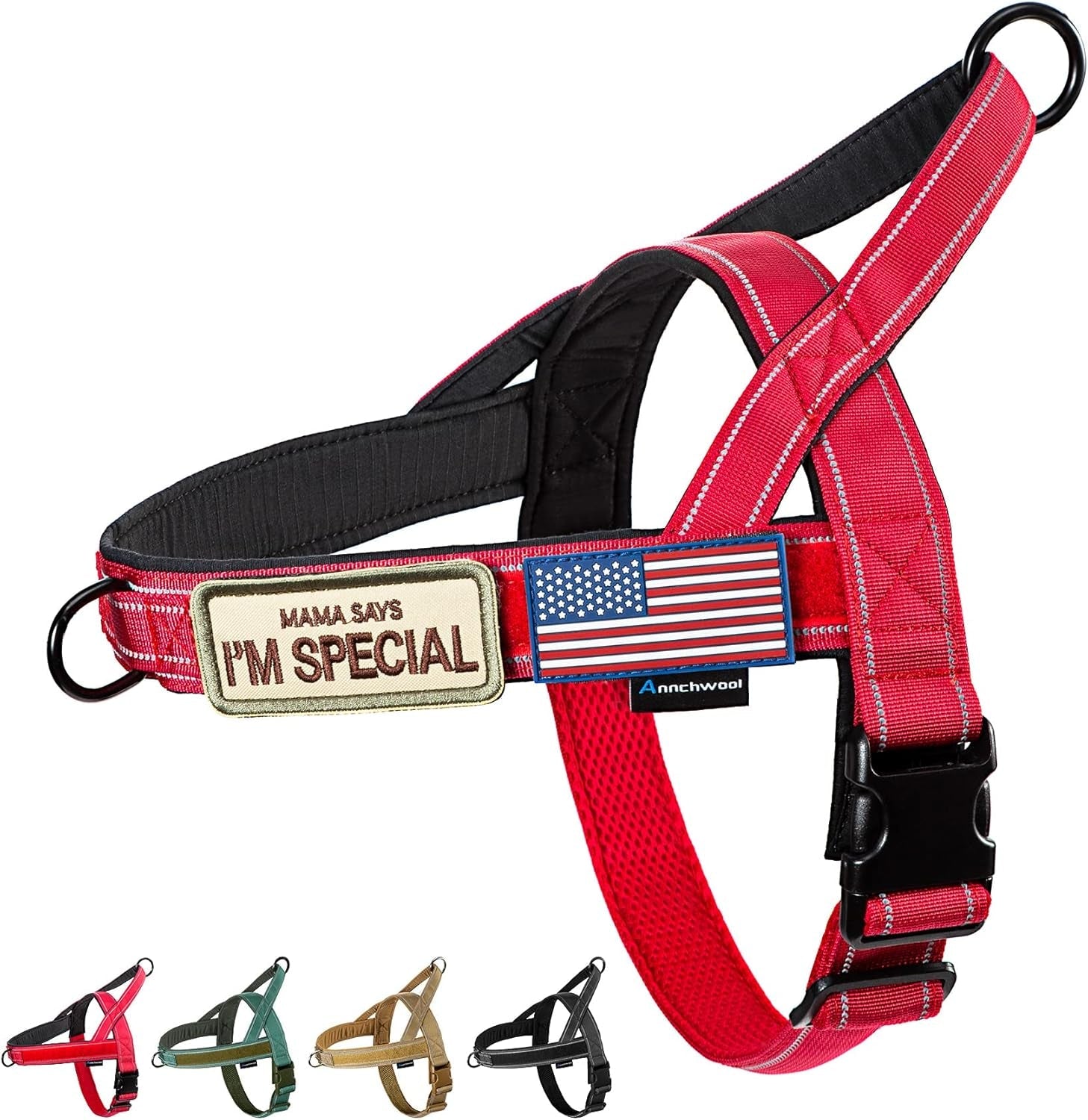annchwool-no-pull-dog-harness-with-soft-padded-handle-reflective-strip-escape-proof-and-quick-fit-to-adjust-dog-harness-easy-for-training-walking-for-small-medium-and-large-dogsbrown-l