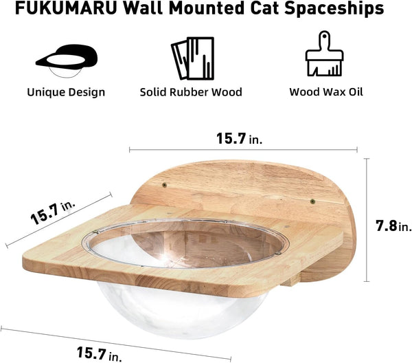 FUKUMARU Cat Wall Furniture Set, Transparent Capsule with 2 PCS Pedals | Kitten Walls Shelves, Premium Kitty Bed, for Sleeping, Playing, Climbing, Lounging, Holds up to 35 Lbs2