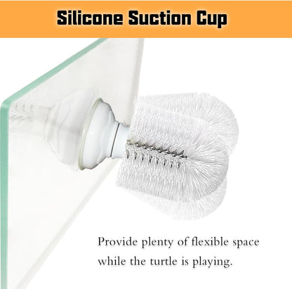 Turtle Brush with Suction Cup, Screw the Upgraded Turtle Scrub Brush Tightly on the Glass, It Is Not Easy to Fall off and Slide, Helping the Turtle Remove Dirt on the Back and Abdomen.6