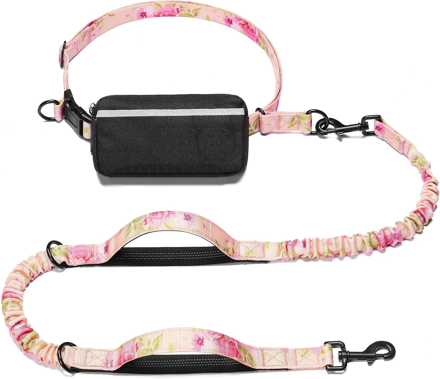 iyoshop-hands-free-dog-leash-with-zipper-pouch-dual-padded-handles-and-durable-bungee-for-walking-jogging-and-running-your-dog-large-25-120-lbs-black