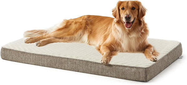 JOEJOY Orthopedic XL Dog Bed for Large Dogs, Waterproof Dog Bed for Crate with Washable Removable Cover, Extra Thick Egg-Crate Memory Foam Pet Beds, Grey, 41"X27"26