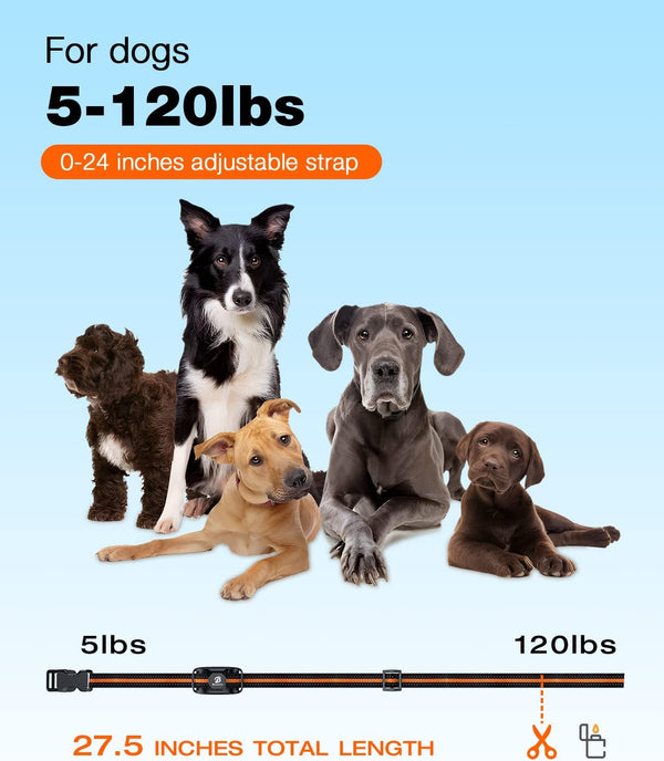 Bousnic Dog Shock Collar - 3300Ft Dog Training Collar with Remote for 5-120Lbs Small Medium Large Dogs Rechargeable Waterproof E Collar with Beep (1-8), Vibration(1-16), Safe Shock(1-99) (Orange)4