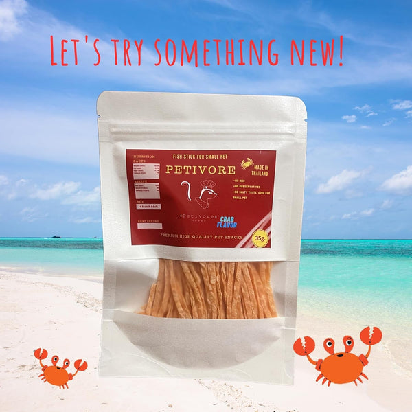 Crab Flavor - Premium Fish Snack for Sugar Glider and Small Exotic Pet - Made from Real Fish - Hamster, Squirrel, Chinchillas, Marmoset - Yummy Treats, Snacks and Food (35G)8