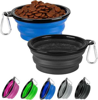 Collapsible Dog Bowl Large 34Oz, Travel Dog Water Bowl Portable | 2 Pack, 2 Carabiner Clips, Silicone Travel Dog Bowl Foldable, Feeding Watering Dish Bowl, for Parking, Walking, Camping13
