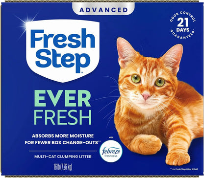Fresh Step Advanced Ever Fresh Multi Cat Clumping Litter with Febreze Freshness, Ammonia Block Technology, Ultra Absorbent, 16 Lb. Box, Pack of 214