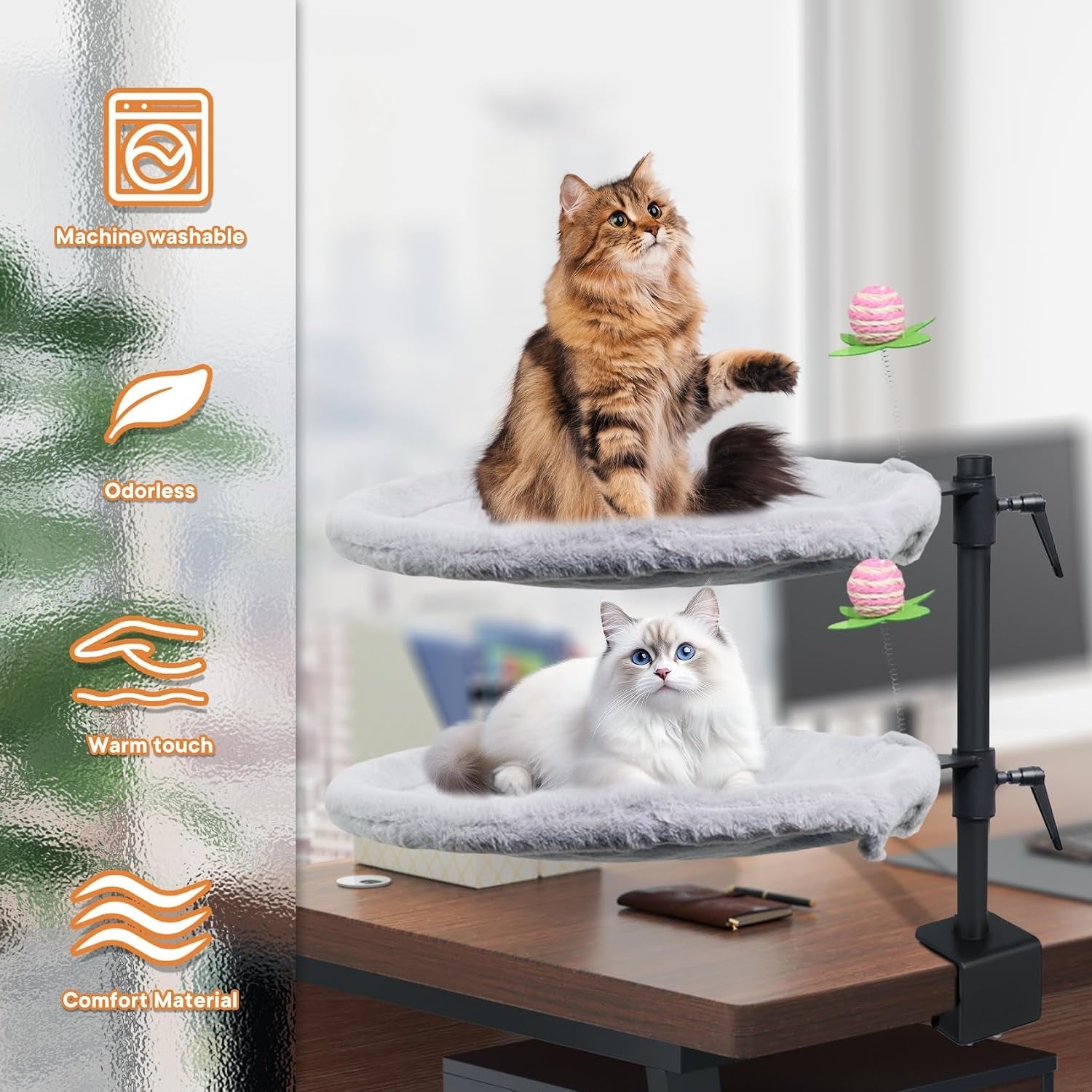 double-cat-desk-bed-360-rotating-adjustable-desk-mount-with-soft-faux-fur-breathable-mesh-accessories-ergonomic-cat-perch-for-remote-workers-gamers-and-office-staff-supports-up-to-44-lbs