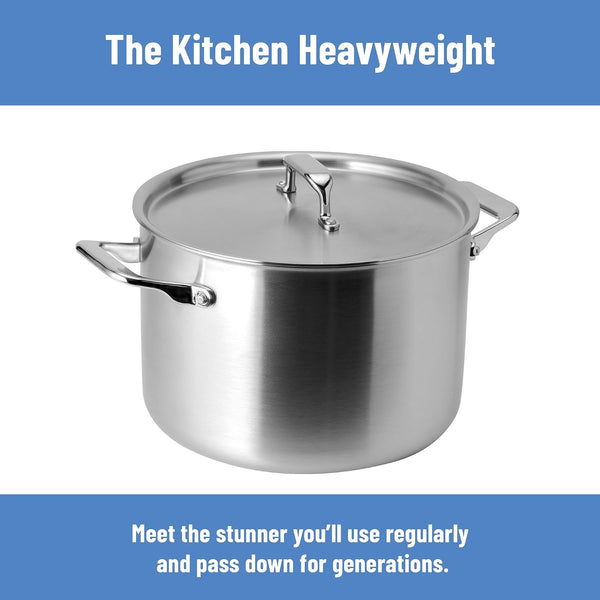 5-Ply Stainless Steel Stockpot – Large Cooking Pot for Boiling, Simmering & Stewing - Consistent, Even Heating - Durable, Dishwasher Safe – Oven-Safe to 800F, Induction Ready - 8 QT2