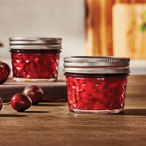Wide Mouth Quilted Crystal Jelly Jars with Lids and Bands, Used for Canning, Pickling, Juice, Jam, Jelly, Quarter Pint Size (4 Ounce (Pack of 6))5