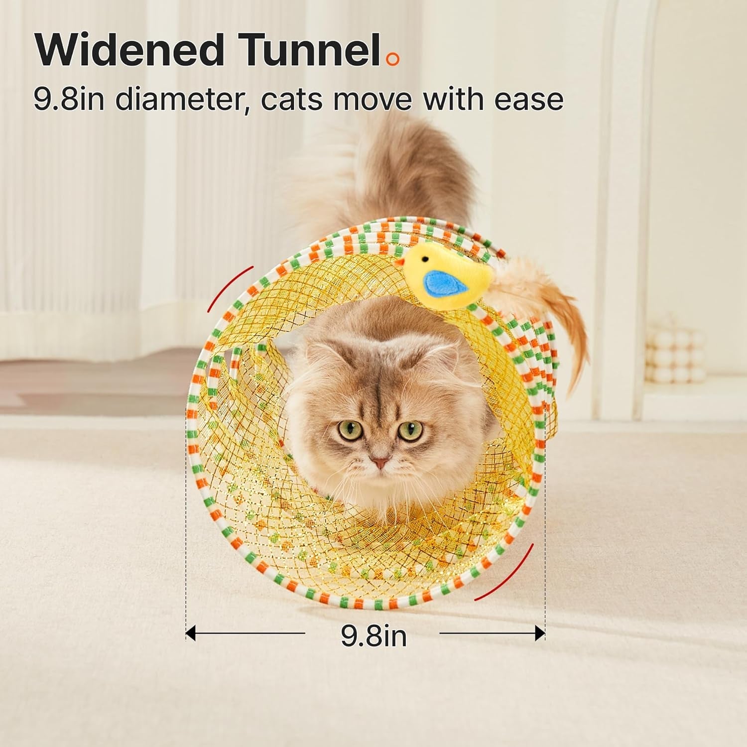 potaroma-spiral-tunnel-cat-toy-self-play-collapsible-spring-kitten-tunnel-for-indoor-cats-with-feather-and-bell-20-inches-unfolded