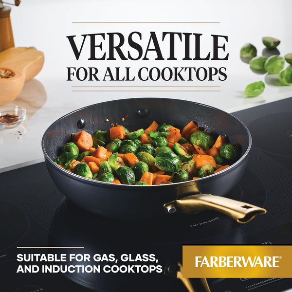 Forged Induction Ceramic Nonstick Stir-Fry Pan with Helper Handle, Dishwasher Safe, Suitable for All Stovetops, 12.25 Inch Wok Pan - Black5