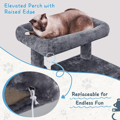 Yaheetech Cat Tree Tower, 40-Inch Condo with Hammock, Oversized Soft Platform, Scratching Board, Basket, Pet Beds & Furniture for Large Kittens, Dark Gray | Roomy Top Perch Lets Big Cats Lounge and Survey the Room, plus a Sturdy Multi-Level Design, Cozy Condo and Soft Plush4