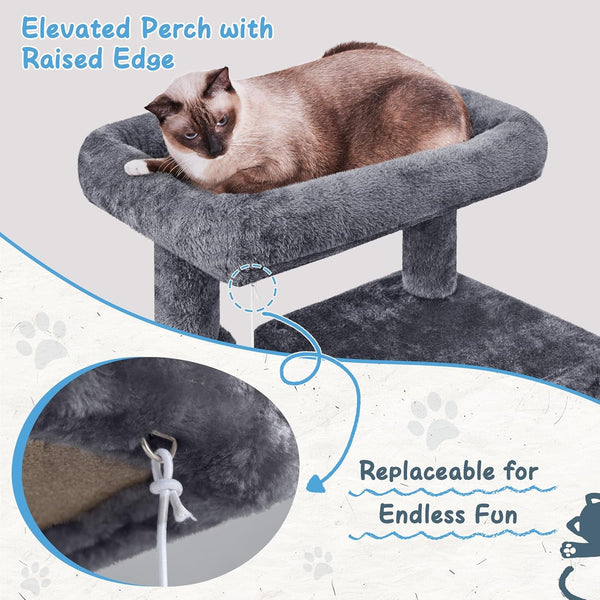 Yaheetech Cat Tree Tower, 40-Inch Condo with Hammock, Oversized Soft Platform, Scratching Board, Basket, Pet Beds & Furniture for Large Kittens, Dark Gray | Roomy Top Perch Lets Big Cats Lounge and Survey the Room, plus a Sturdy Multi-Level Design, Cozy Condo and Soft Plush4