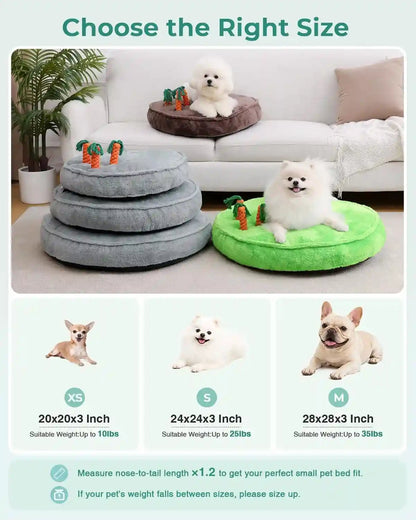 KSIIA Puppy Bed for Small Dogs, 28 Inch Washable Calming Plush round Dog Bed with Carrot Chew Toy, Orthopedic Support, Anti-Anxiety & Non-Slip Base for Puppies & Cats, Green7