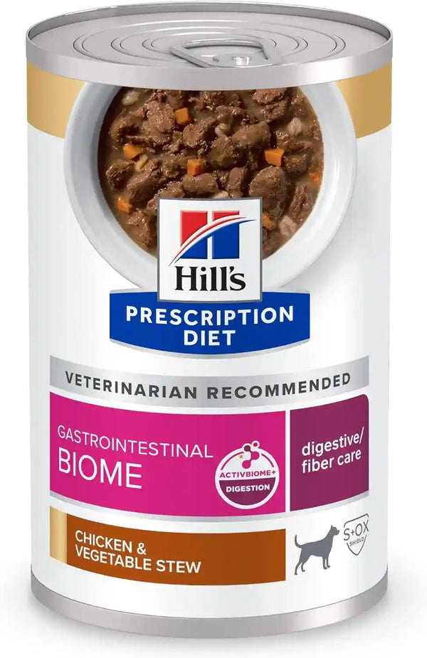 Hill'S Prescription Diet GI Biome Digestive/Fiber Care Wet Dog Food | #1 Veterinarian Recommended, Chicken & Vegetable Stew, 12.5 Oz. Cans, 12-Pack1