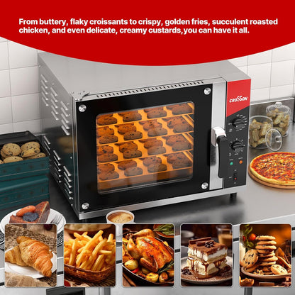 68L Half-Size Convection Oven,4-Tier Commercial Toaster Oven W/Front Glass Door,4 Set of Trays&Wire Racks,60 Minutes Timer and Interior Light, 120V/1800W Countertop Conventional Oven3