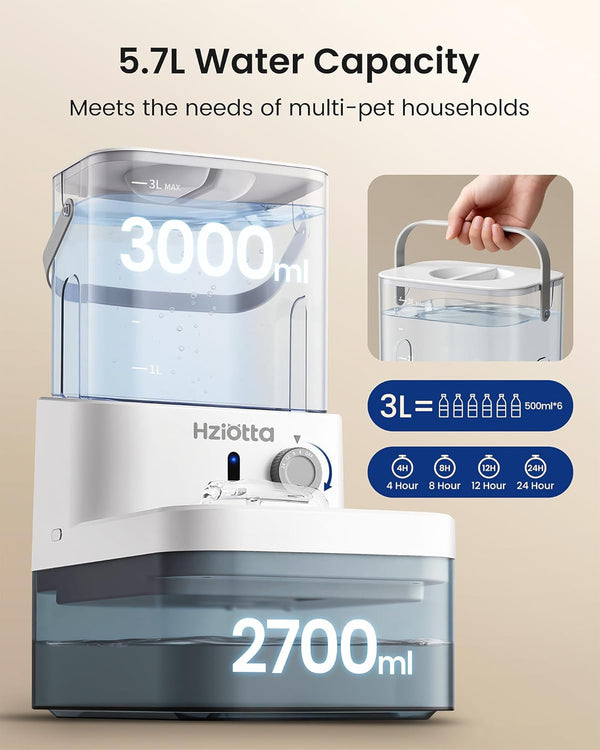 Wastewater Separation Cat Water Fountain – No Filter/Pump, Wireless | Stainless Steel, Indoor/Outdoor Pet Use, save 56$/Year, Radar Sense, 3L+2.7L Dual Tanks, 4000Mah Battery, 30Db, Time Setting5