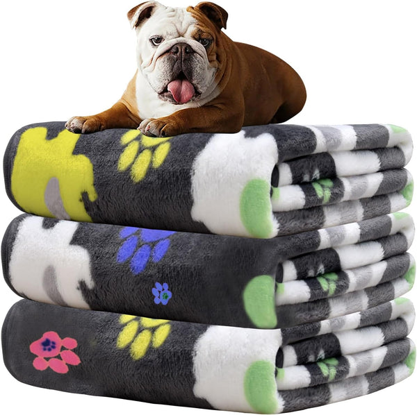 Rezutan Dog Blankets for 3 Pack Large Medium Pet Cat, Soft Fuzzy Washable Blanket, Comfort Flannel Suitable for Dogs Kennels & Beds, Sofas, Furniture, Gifts Puppy Essentials, 41 X 31 Inch, Black37