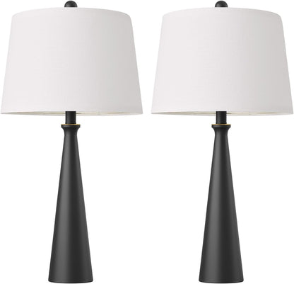 25.75" Modern Table Lamp for Bedroom Set of 2, USB C Port, Black | Metal Desk Lamp with White Linen Shade, Tall Lamps for Living Room, Nightstand, End Tables, Home Office Decor8