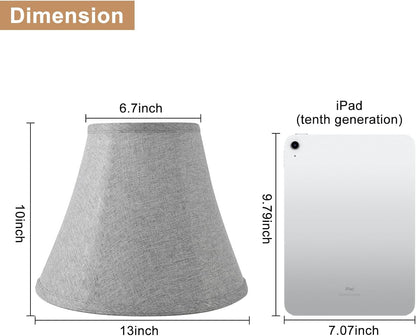 Bell Lamp Shade Set with 2 Lamp Harps – 2-Pack Gray Linen Shades with Metal Frame, 6.7"X13"X10", Spider Fitter for E26/E14 Table, Floor, and Pendant Lamps2