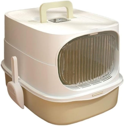Pet Supplies, Large Plastic Cat Litter Box with Lid & Scoop,High Sides for Big Cats(Gray)10