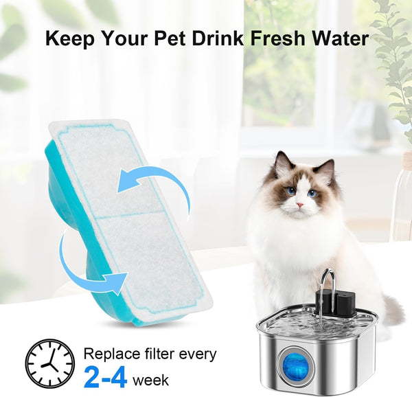 Cat Water Fountain Wireless,Stainless Steel-Rechargeable- Battery Operated Cat Water Fountain,108Oz/ 3.2L Automatic Cordless Pet Fountain,Pet Fountain with 4200 Mah Battery2
