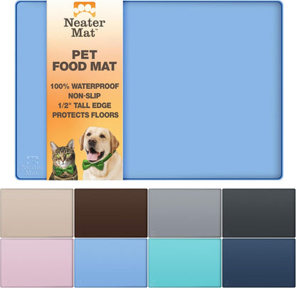 Neater Pet Brands Neater Mat Pet Mats for Food and Water, Cat & Dog Bowl Mat Waterproof Silicone, Feeding Tray, Dog Food Mats for Floors, Placemat W/Raised Edge for under Bowls, 16” X 10”, Cappuccino16
