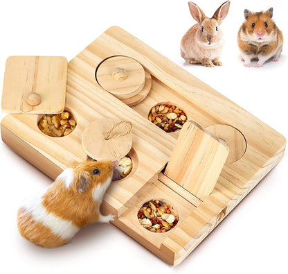 Guinea Pig Foraging Toys, 6 in 1 Hamsters Wooden Interactive Enrichment Toys, Treat Dispenser for Small Animal, for Rabbits, Bunny, Chinchillas, Rats and Gerbils1