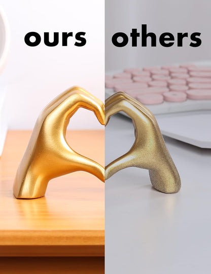 Small Heart Hands Sculpture-Gold Shelf Decor for Living Room, Love Finger Statue Modern Aesthetic Unique Accent Decor Bedroom Knick Knacks -Gifts for Wedding Christmas Birthday(Gold)5