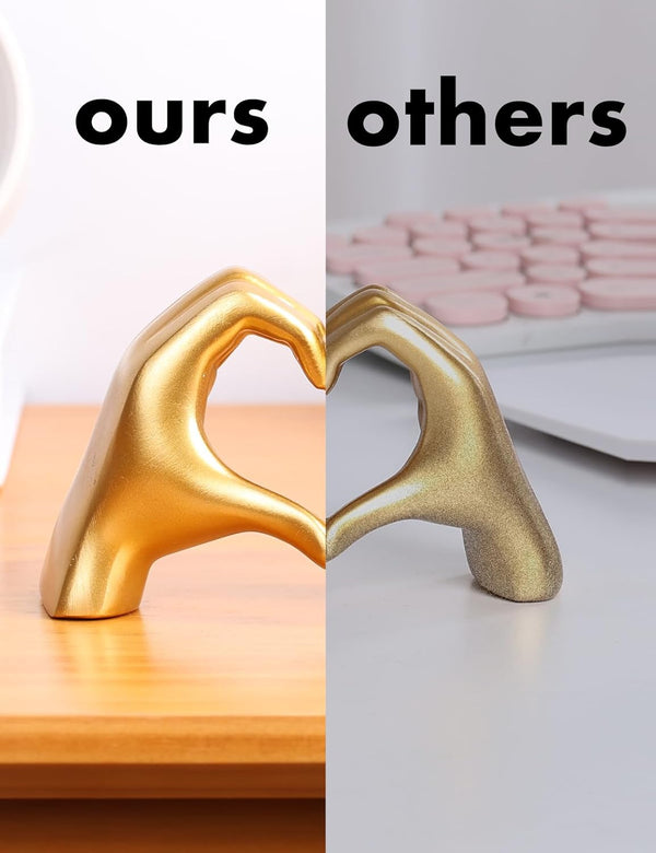 Small Heart Hands Sculpture-Gold Shelf Decor for Living Room, Love Finger Statue Modern Aesthetic Unique Accent Decor Bedroom Knick Knacks -Gifts for Wedding Christmas Birthday(Gold)5