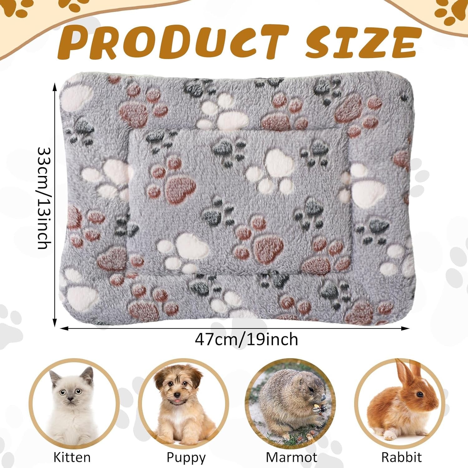 tuanse-4-pack-ultra-soft-dog-cat-bed-mat-small-animal-guinea-pig-bed-with-cute-print-reversible-fleece-dog-crate-kennel-pad-cozy-washable-thickened-hamster-pet-beds-mat13-x-19-inches-light-gray