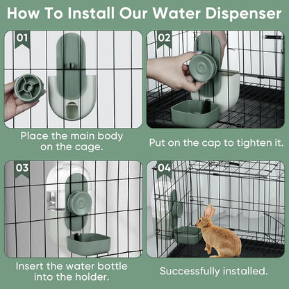 Lemtrflo 28Oz Rabbit Water Bottle Dispenser, Bunny Cage Water Bowl | Suitable for Rabbits, Guinea Pigs, Ferrets, and Other Small Pets6