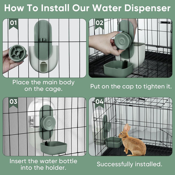 Lemtrflo 28Oz Rabbit Water Bottle Dispenser, Bunny Cage Water Bowl | Suitable for Rabbits, Guinea Pigs, Ferrets, and Other Small Pets6