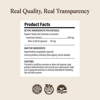 Real Mushrooms Turkey Tail Capsules for Pets –Cat Probiotics & Dog Vitamins – Organic Mushroom Supplement for Dogs & Cats – Supports Daily Balance & Well-Being Non-Gmo, 90 Ct | Daily Balance and Well-Being Support, Organic Turkey Tail Extract, Non-Gmo, Pet Mushroom Supplement, for Dogs and Cats8