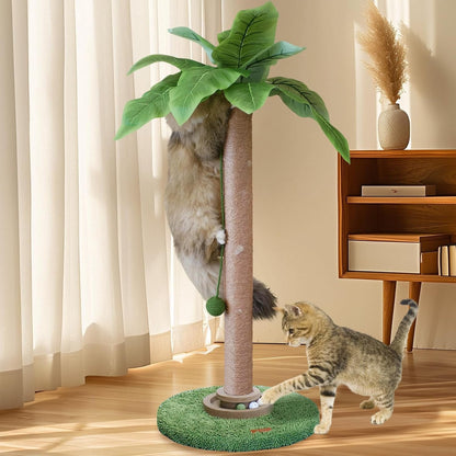 Meowoou Cat Scratching Post 33 Inch Tall Cat Scratcher for Indoor Cats Adults,Small Cat Tree Tower Sisal Rope Kitten Scratch with Interactive Hanging Ball7