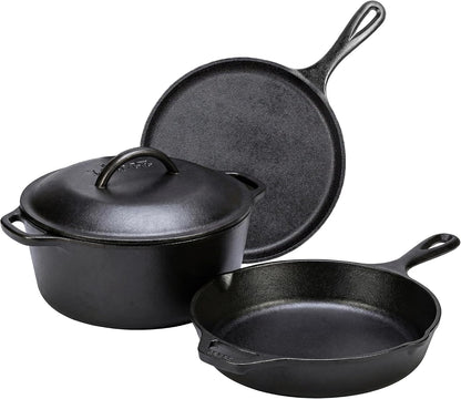 Cast Iron Set - 4-Piece Set - Pre-Seasoned Kitchen Set - Skillet, Griddle & Dutch Oven Included - Pfas-Free Non-Toxic Cookware | Pfas-Free Cast Iron Set Includes Skillets, Griddle & Dutch Oven for Non-Toxic Everyday Cooking, Made in USA1