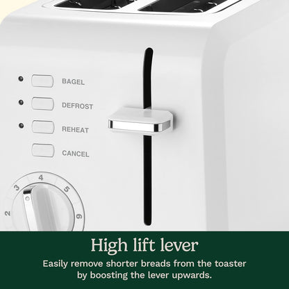 CPT-122 2-Slice Compact Plastic Toaster, Slots for Bagels & Bread, 7 Shade Settings, Cancel/Defrost/Reheat Functions, Removable Crumb Tray, Small Kitchen Appliance for Home & Office, White5