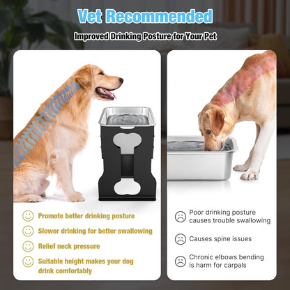 Bobbie & Laxi 14" Elevated Dog Water Bowl, 2.4 Gal Stainless Steel Bowl | Reduces Neck & Joint Strain for Large or Senior Dogs; Rust-Resistant Steel Bowl, Iron Stand3