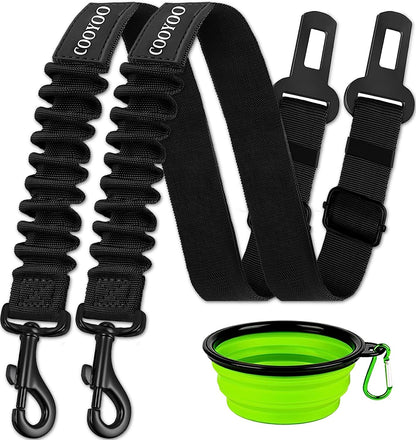 COOYOO Dog Seat Belt, Durability Retractable Dog Car Harness Adjustable Dog Seat Belt for Vehicle Nylon Pet Safety Seat Belts Heavy Duty & Elastic (1 Pack Black)10