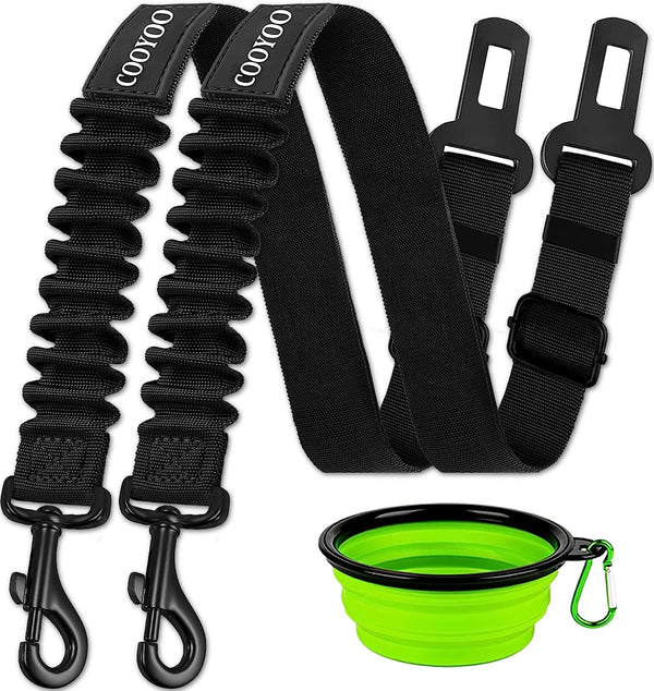 COOYOO Dog Seat Belt, Durability Retractable Dog Car Harness Adjustable Dog Seat Belt for Vehicle Nylon Pet Safety Seat Belts Heavy Duty & Elastic (1 Pack Black)10