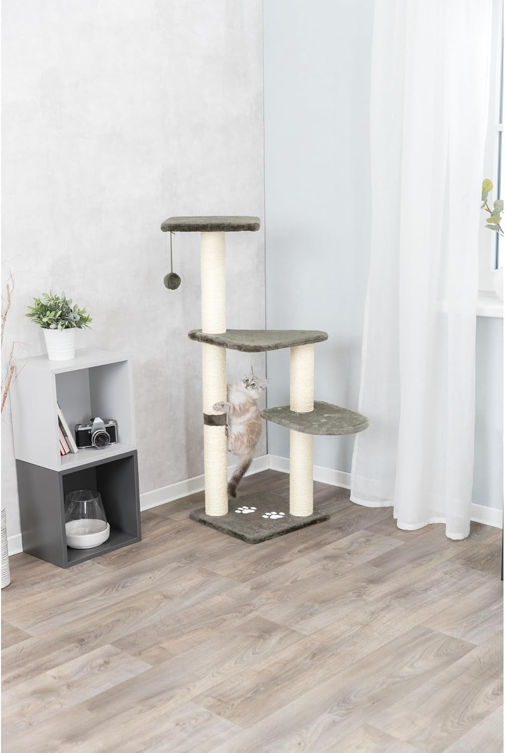 trixie-altea-cat-tree-tall-scratching-posts-3-elevated-platforms-dangling-cat-toy-cat-playground-platinum-gray
