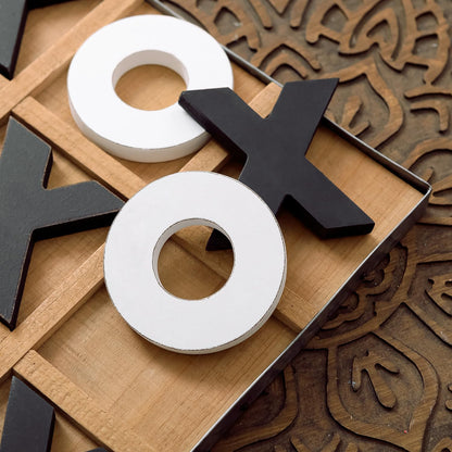12X12 Inch Large Tic Tac Toe Wood Board Game Classic Coffee Table Decor Decorative Wooden Travel Game for Family4