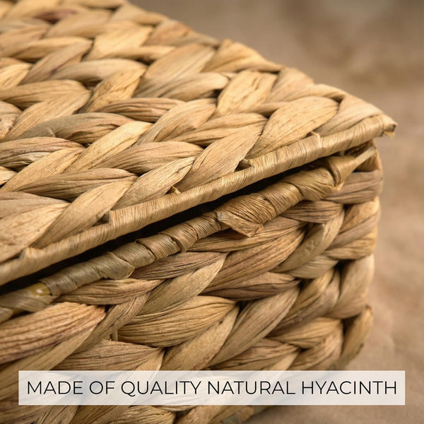 Decorative Storage Boxes with Lids - Set of 2 Wicker Organizer Bins | Beautiful Rattan Design for Shelves and Home Decor - Safely Store Photos, Documents and Memory Box Keepsakes in Style7
