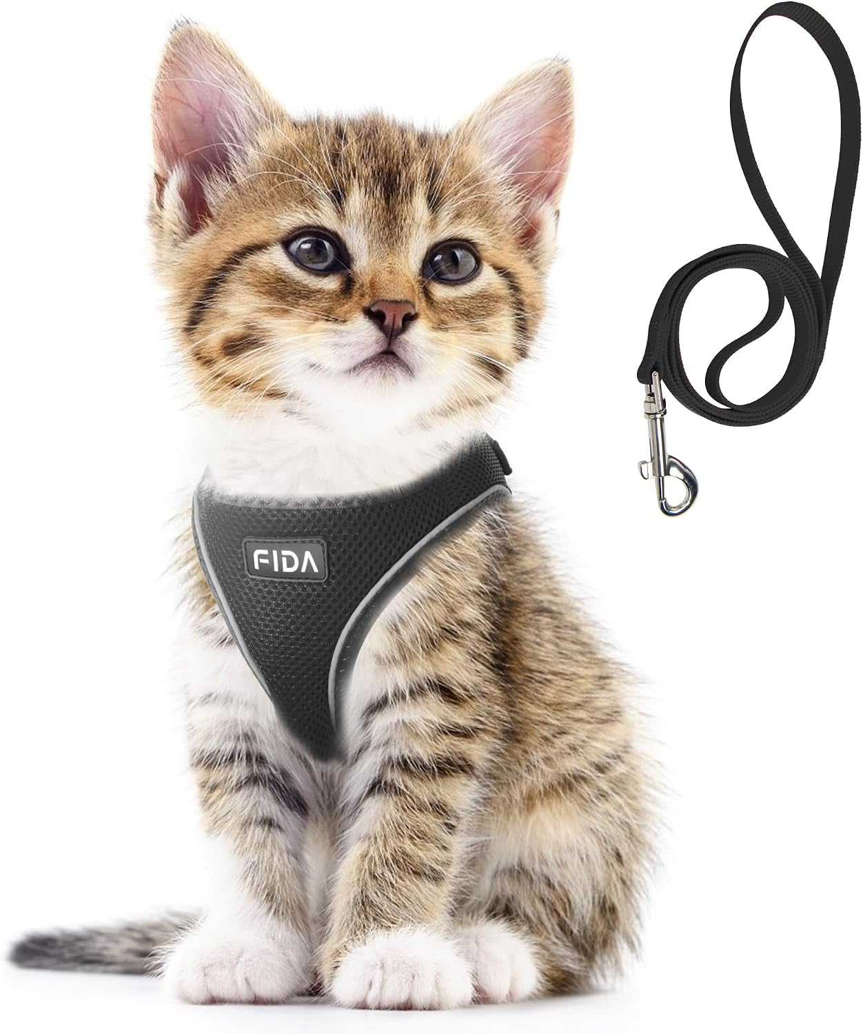fida-cat-harness-and-leash-set-for-walking-kitten-and-puppy-escape-proof-kitten-harness-with-breathable-lightweight-soft-mesh-adjustable-reflective-step-in-design-xxxs-pink