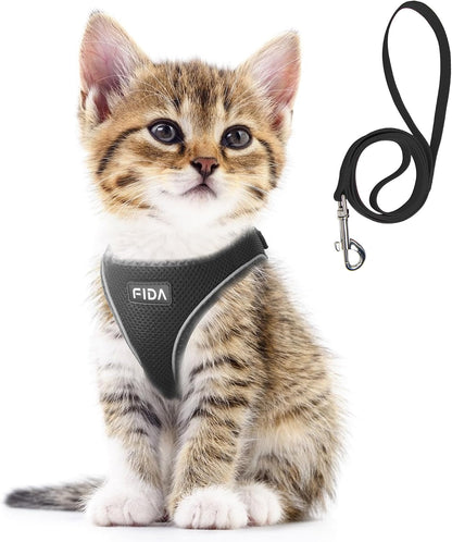 Fida Cat Harness and Leash Set for Walking Kitten and Puppy, Escape Proof Kitten Harness with Breathable Lightweight Soft Mesh, Adjustable Reflective Step-In Design. (XXXS, Pink)13